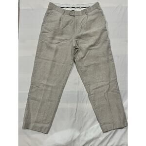 Murano Linen Blend Dress Pants Mens 36x32 Tan Flat Front